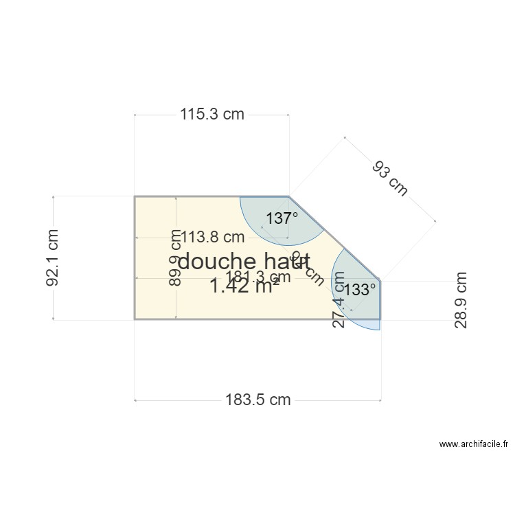 douche haut. Plan de 0 pièce et 0 m2