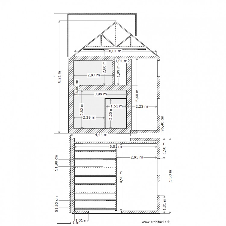 plan en coupe. Plan de 0 pièce et 0 m2