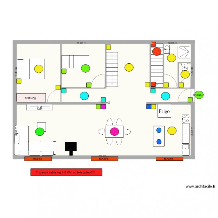 implantation éclairage. Plan de 0 pièce et 0 m2