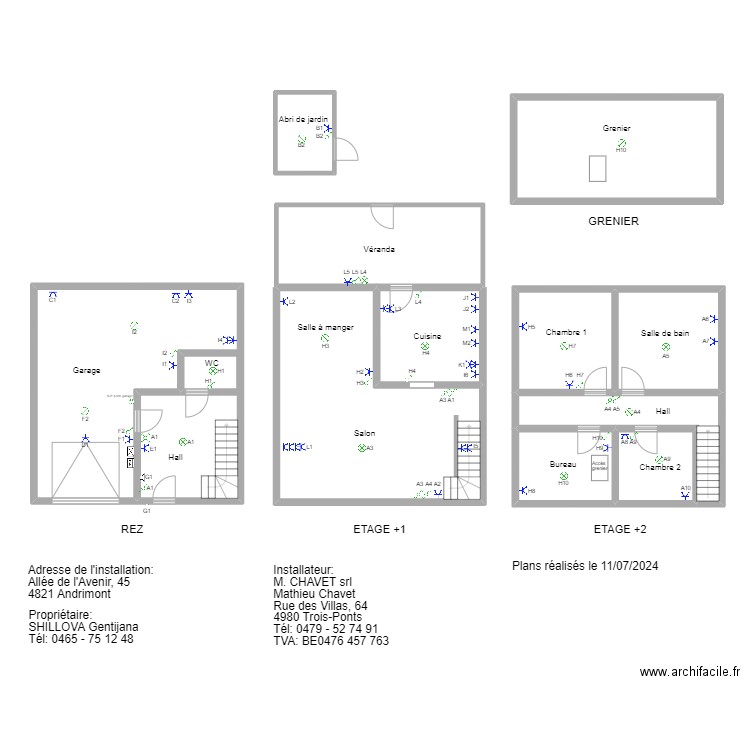 SHILLOVA G.. Plan de 11 pièces et 156 m2