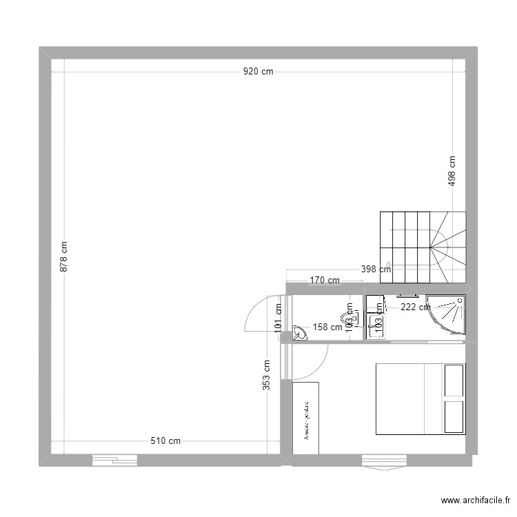 maison rez de chausse. Plan de 2 pièces et 69 m2