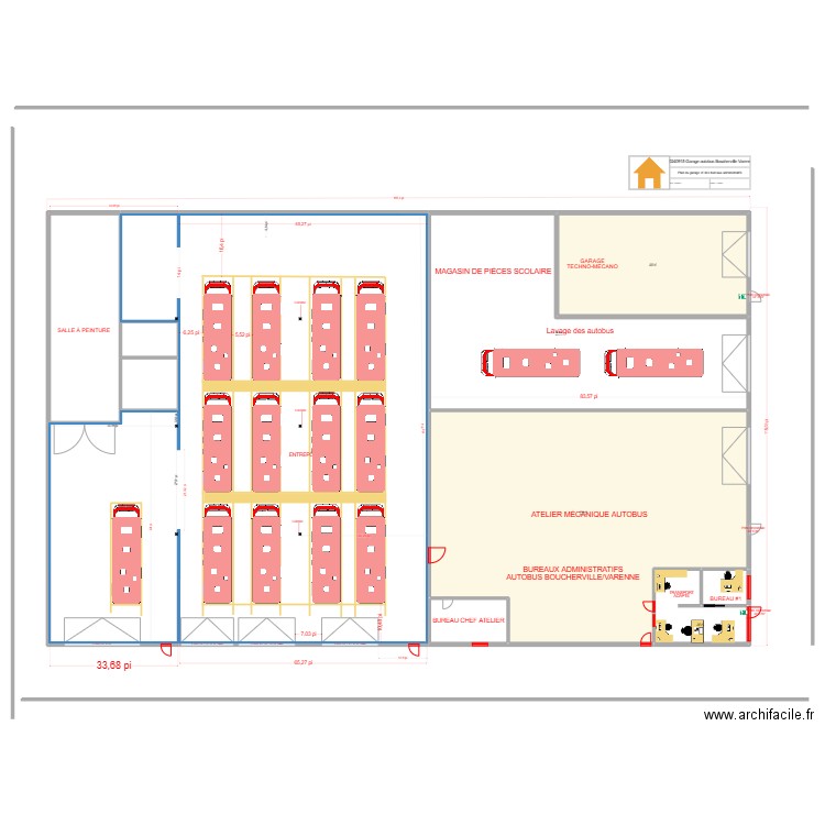 20240915 Garage autobus Boucherville Varenne. Plan de 10 pièces et 1898 m2