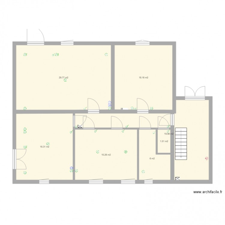 plan maison + escalier. Plan de 0 pièce et 0 m2