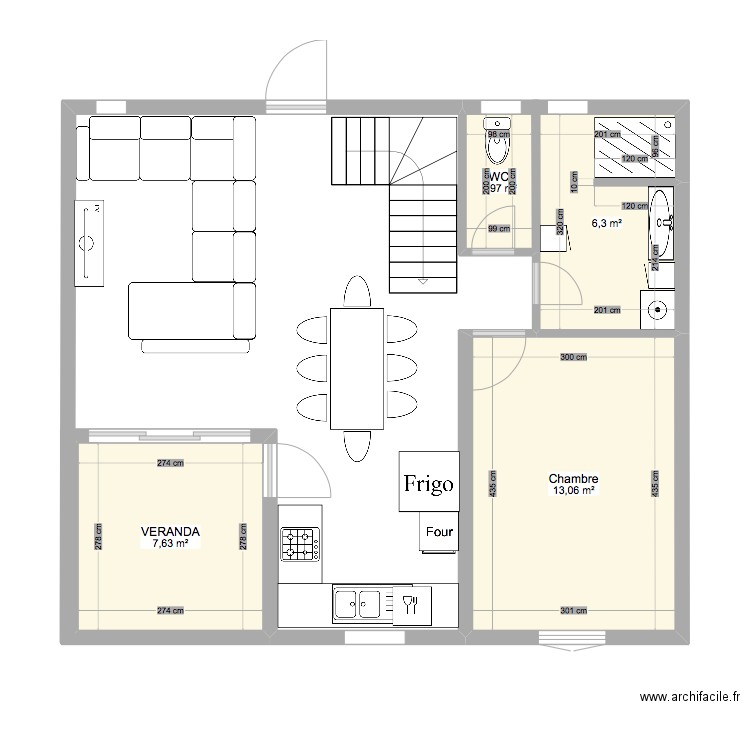 CILAOS. Plan de 4 pièces et 29 m2