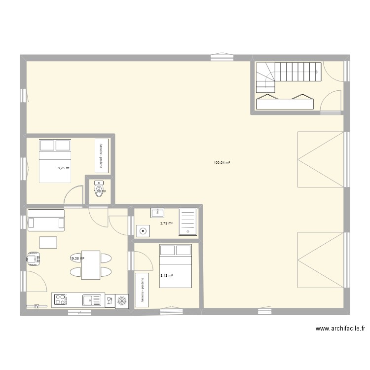 rez de chaussée - garage1. Plan de 0 pièce et 0 m2