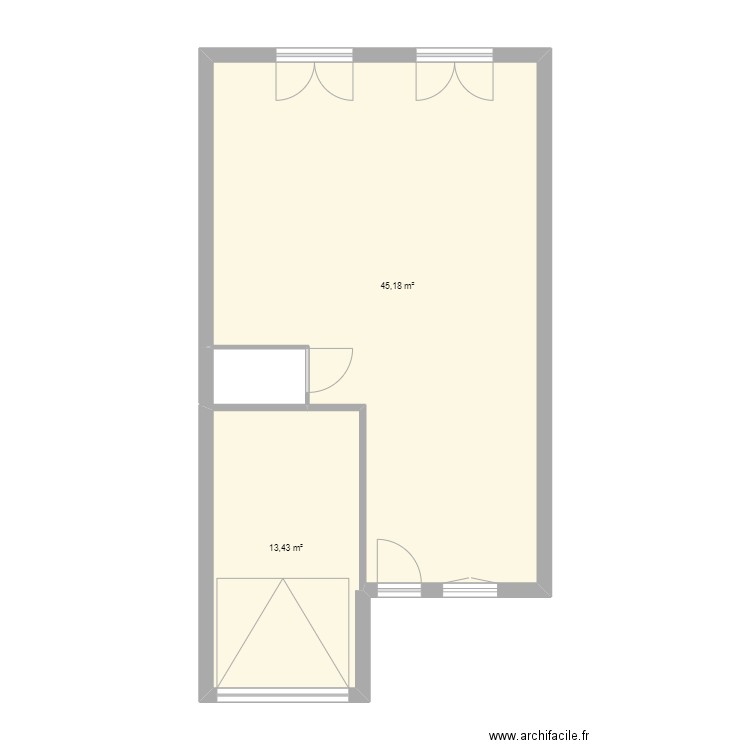 Maison St barth. Plan de 2 pièces et 59 m2