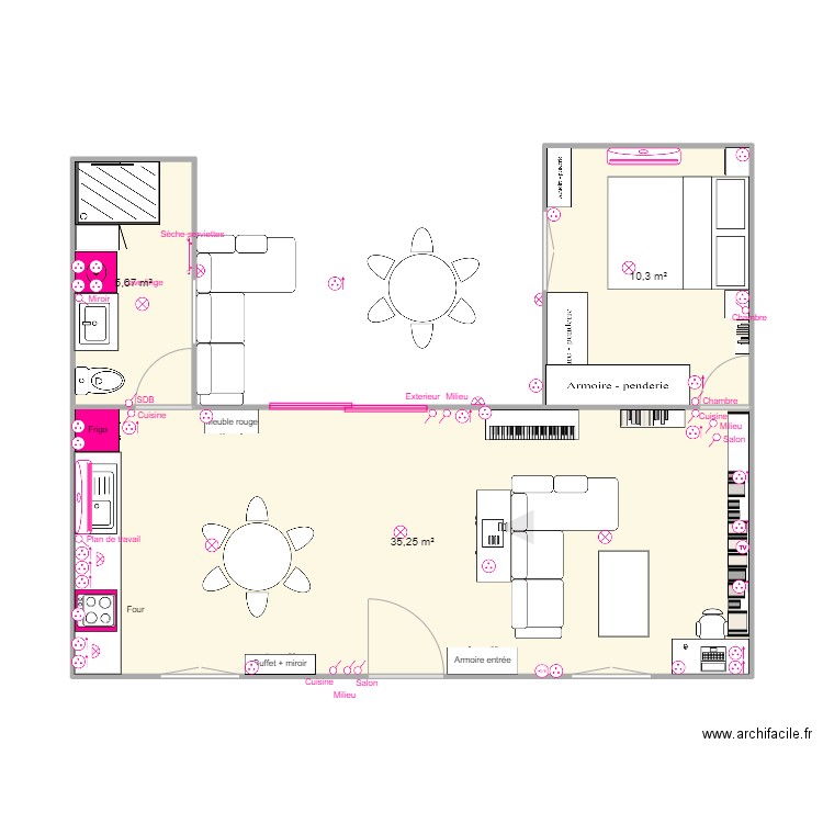 Plan electrique. Plan de 3 pièces et 51 m2