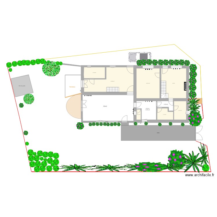 plan terrain avec plantes et terrasse 1  24 02 2020. Plan de 0 pièce et 0 m2