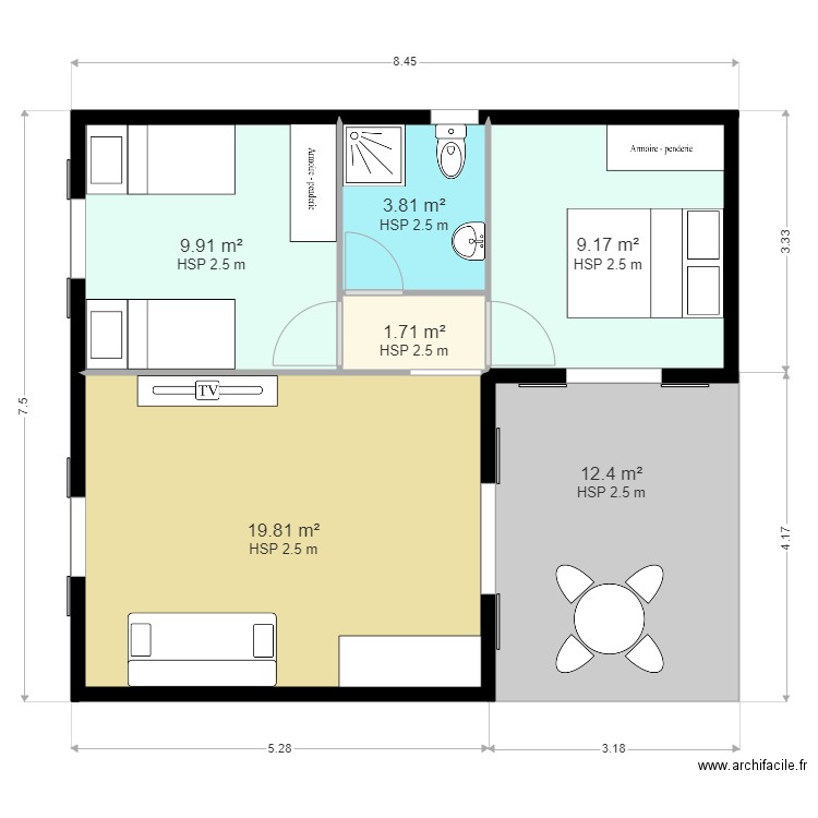 bungalow. Plan de 0 pièce et 0 m2