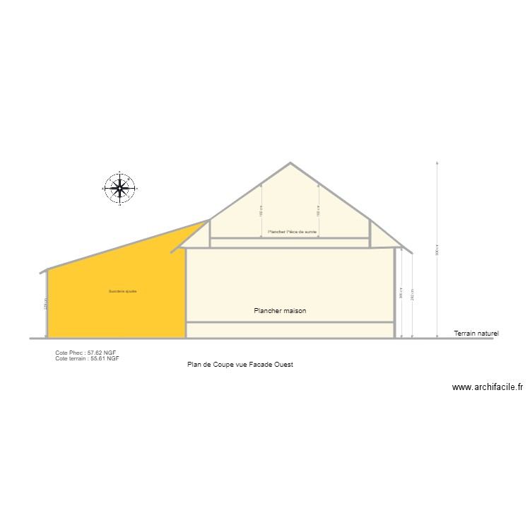 Plan de Coupe . Plan de 0 pièce et 0 m2