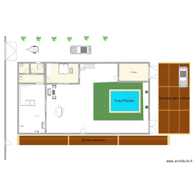 maison dar alouch. Plan de 3 pièces et 59 m2