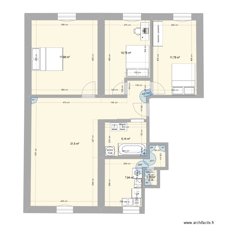 pelletier 3. Plan de 7 pièces et 86 m2