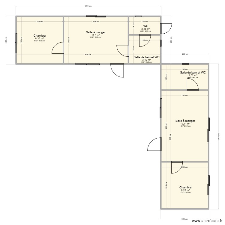 CABANO. Plan de 7 pièces et 51 m2