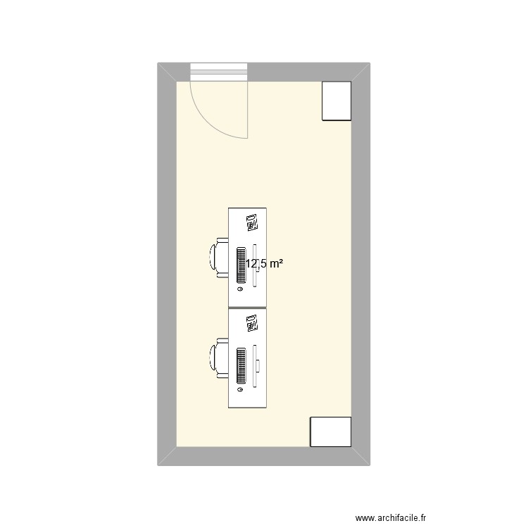 bureau 3. Plan de 1 pièce et 13 m2