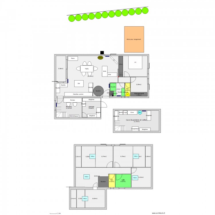 Projet avec extension sur terrasse. Plan de 0 pièce et 0 m2