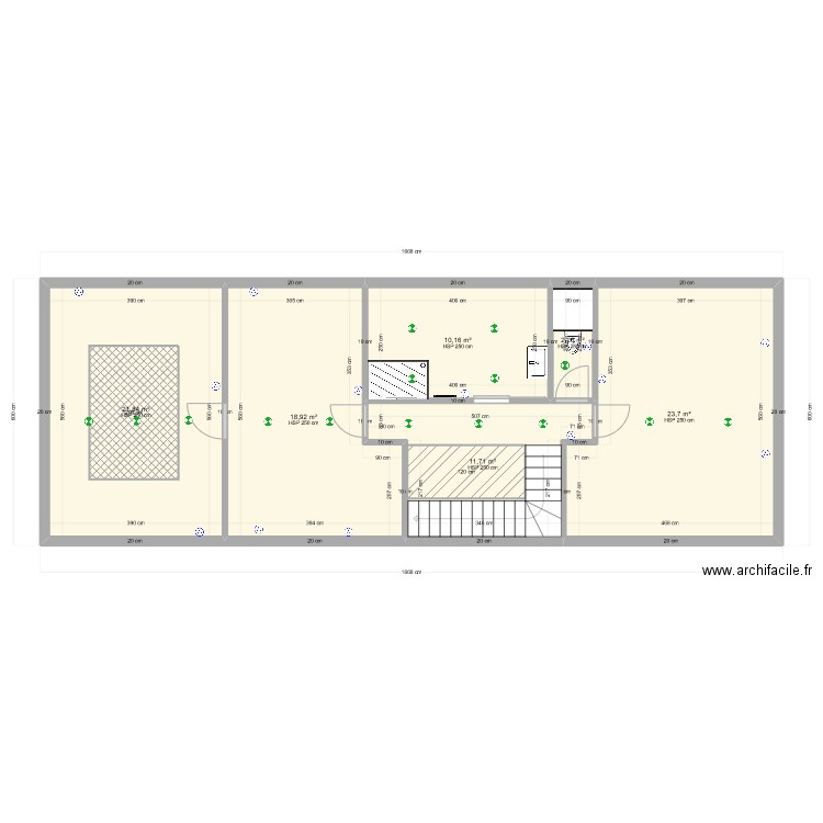 etage_maison_cornille. Plan de 6 pièces et 89 m2