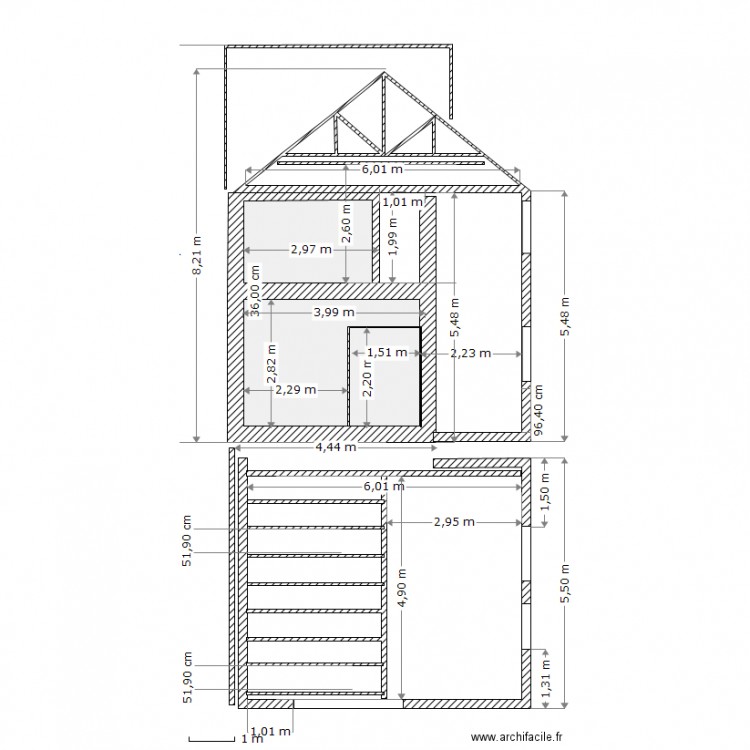 plan en coupe. Plan de 0 pièce et 0 m2