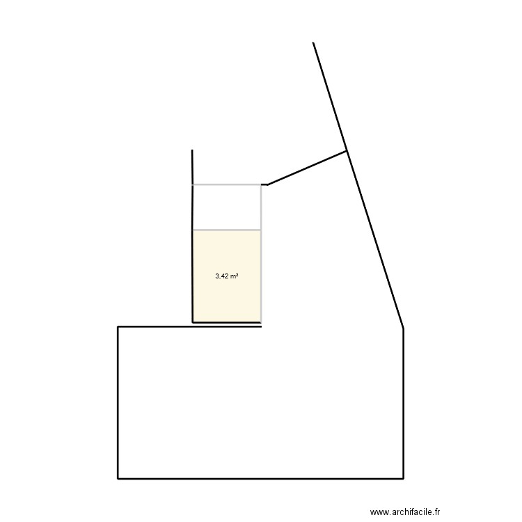 Bas. Plan de 1 pièce et 3 m2