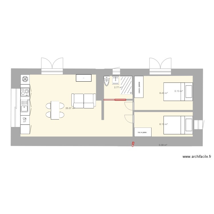 maison 12M X 5M. Plan de 0 pièce et 0 m2