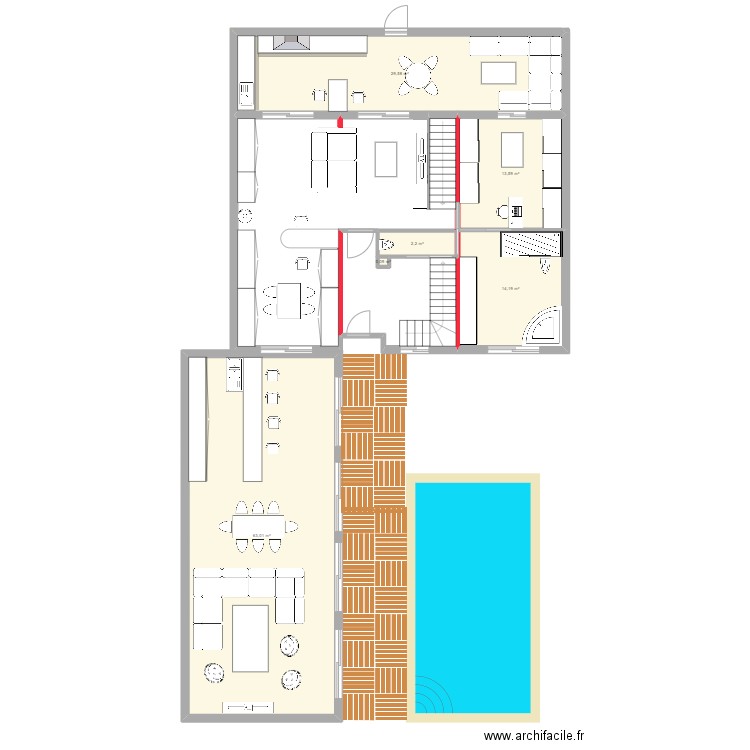 V1.0. Plan de 20 pièces et 207 m2