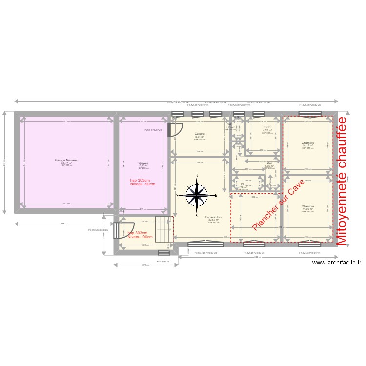 CAILLOT. Plan de 10 pièces et 122 m2