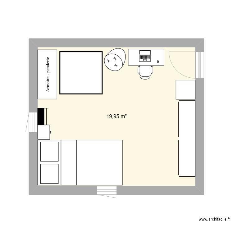 1 idee chambre . Plan de 1 pièce et 20 m2