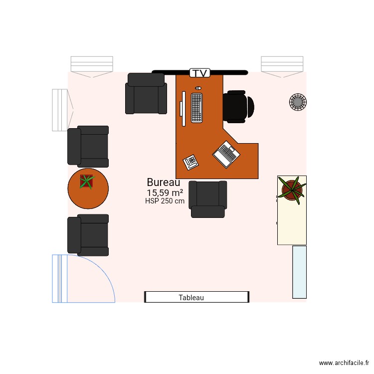 Bureau Transp.Malvaux. Plan de 1 pièce et 16 m2