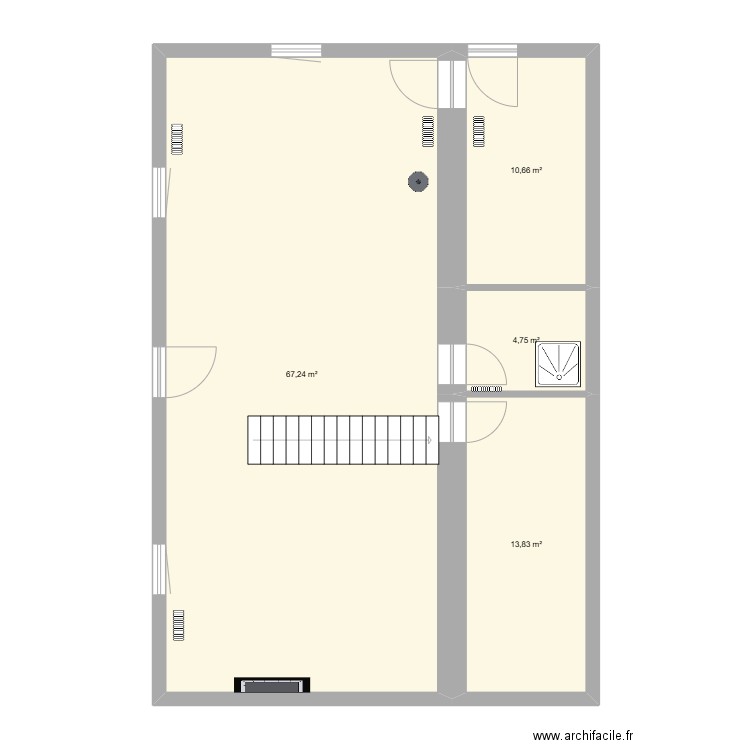 RDC5. Plan de 4 pièces et 96 m2