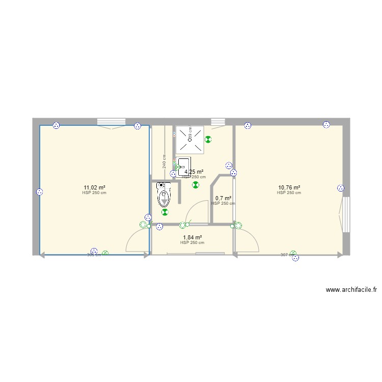 chambres etage v3. Plan de 6 pièces et 29 m2