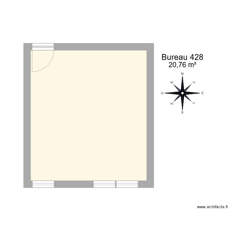 Bureau R 428. Plan de 1 pièce et 21 m2