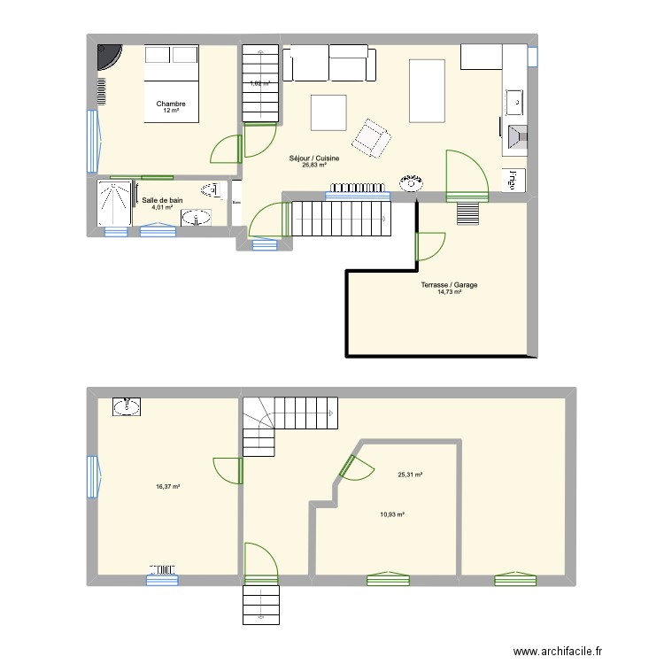 Maison Gennevilliers (2ème idée). Plan de 8 pièces et 112 m2