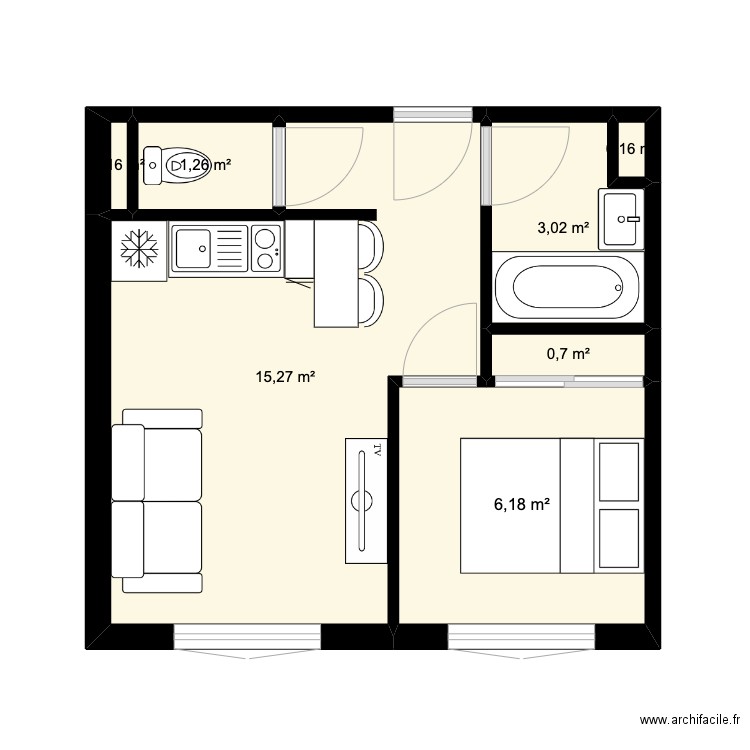 Plan formation. Plan de 7 pièces et 27 m2