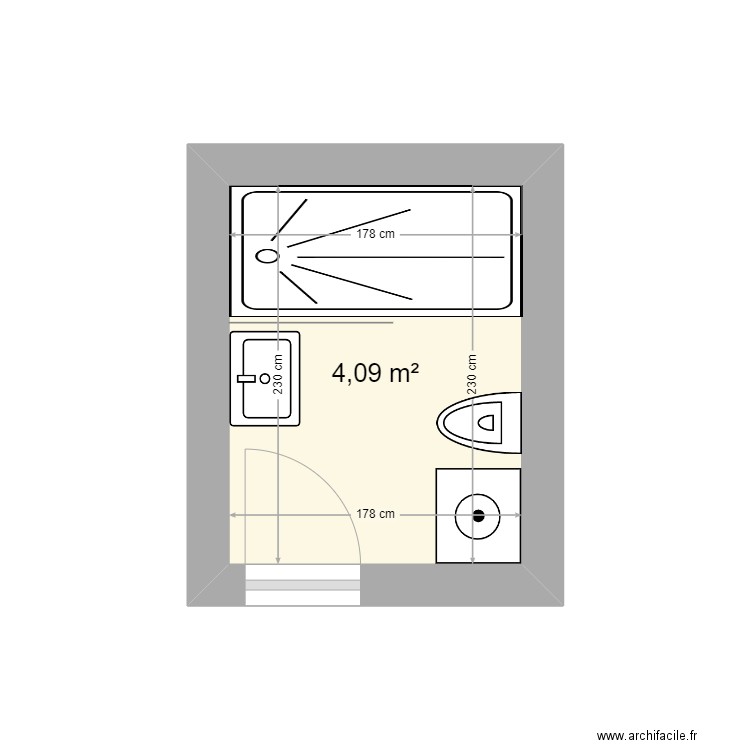 Casa de banho marta. Plan de 1 pièce et 4 m2