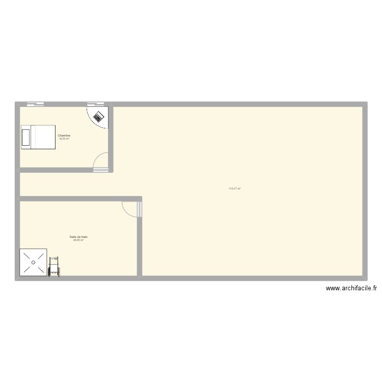 ESF. Plan de 3 pièces et 192 m2