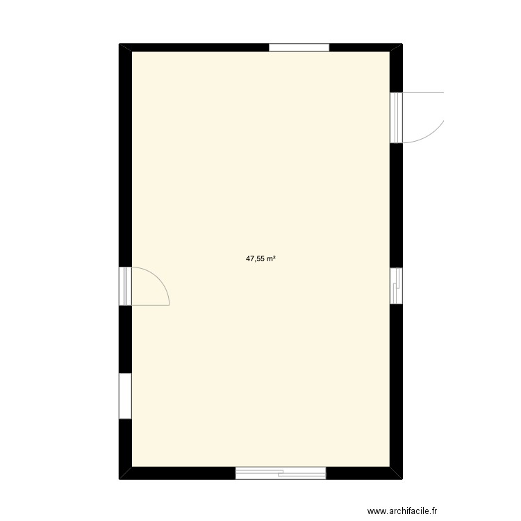 extension. Plan de 1 pièce et 48 m2