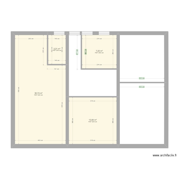 EL V0. Plan de 4 pièces et 55 m2