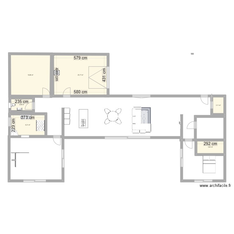 PLAN maison 4. Plan de 6 pièces et 61 m2