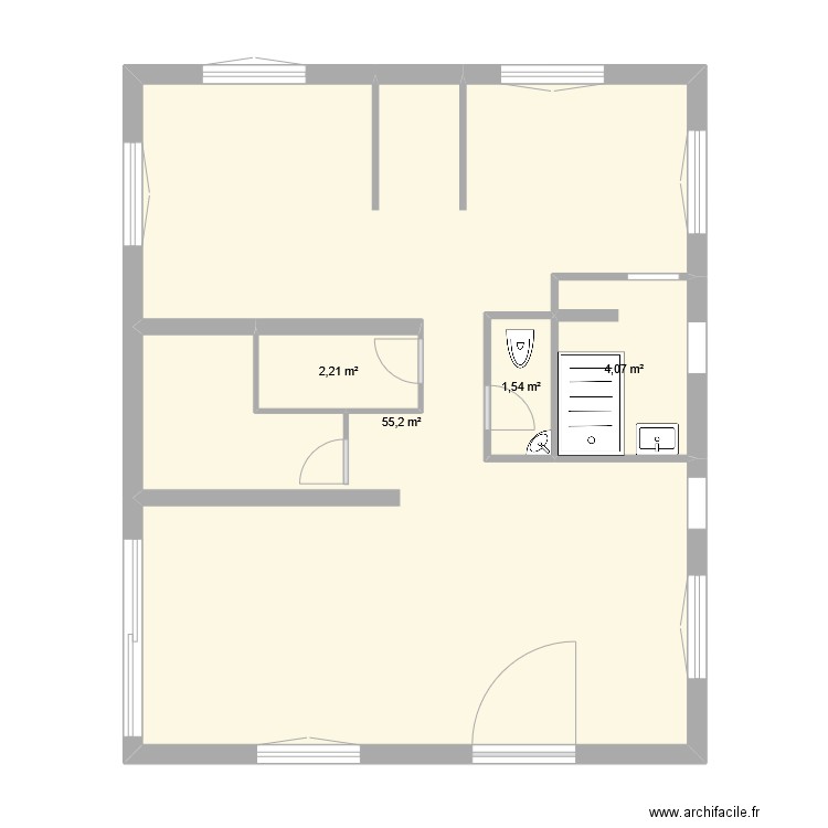 Plan RdC. Plan de 4 pièces et 63 m2