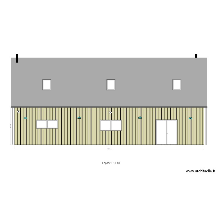 Façade Ouest. Plan de 0 pièce et 0 m2