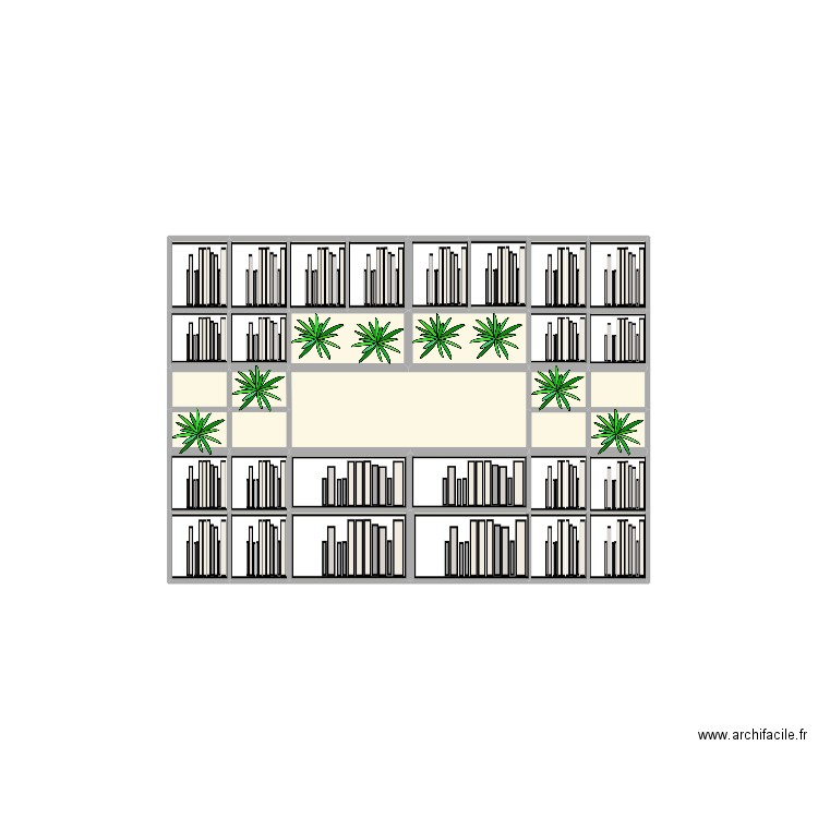 Meuble bibliothèque . Plan de 35 pièces et 5 m2