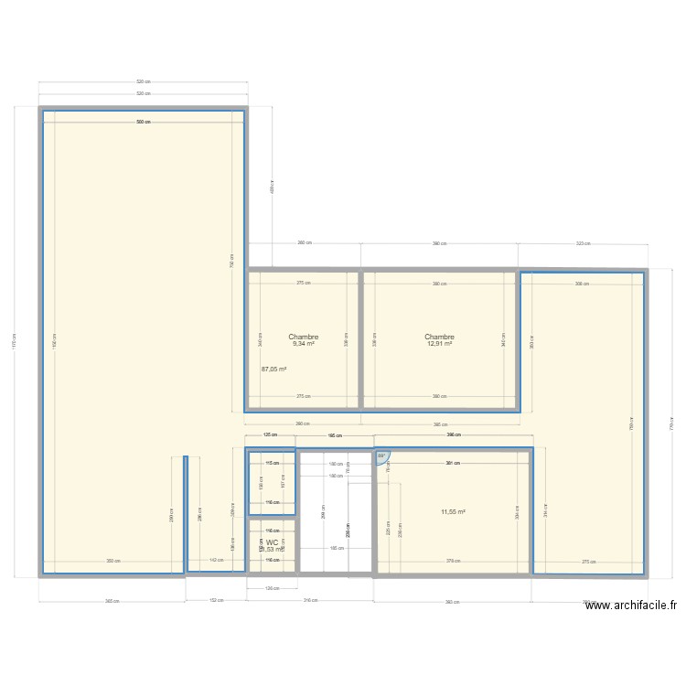 Martignas Modif initiale. Plan de 5 pièces et 122 m2