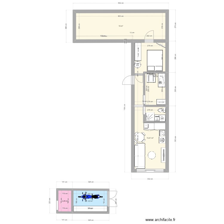 Plan 3. Plan de 5 pièces et 57 m2