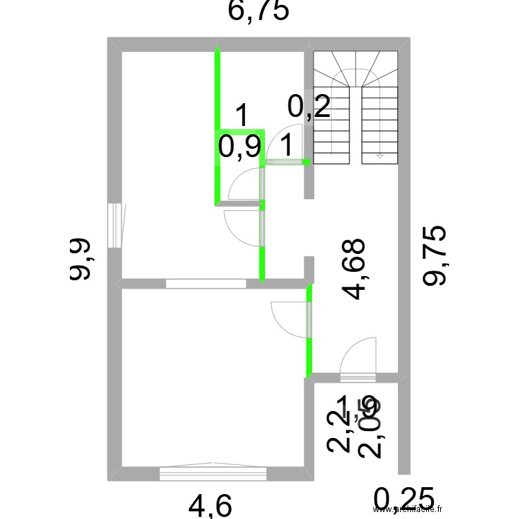 Delphine plan de modification . Plan de 4 pièces et 50 m2