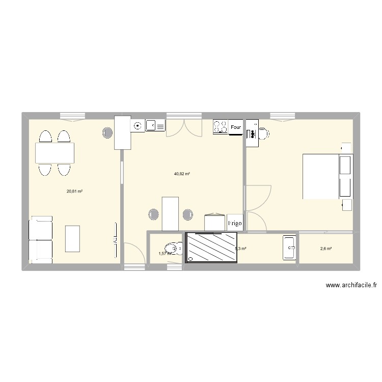 2TNE laguerre julyan. Plan de 5 pièces et 71 m2