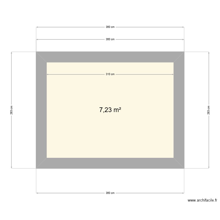 facade sud. Plan de 1 pièce et 7 m2