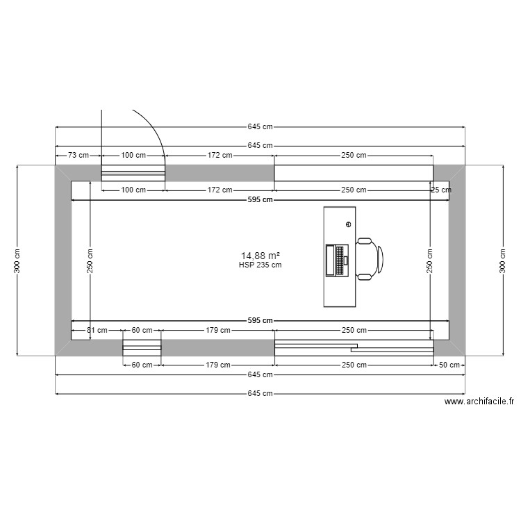 ABRI DE JARDIN V3. Plan de 1 pièce et 15 m2