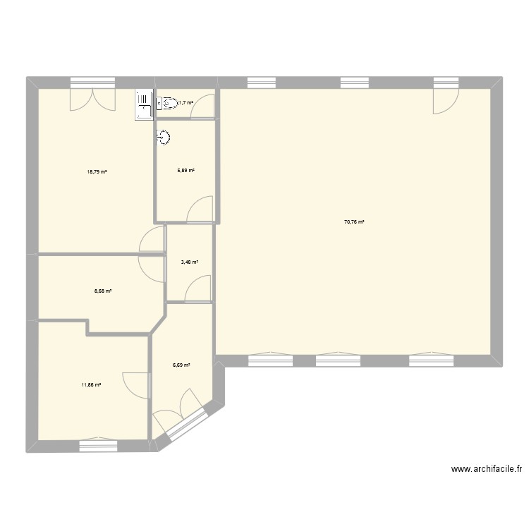 test. Plan de 8 pièces et 128 m2