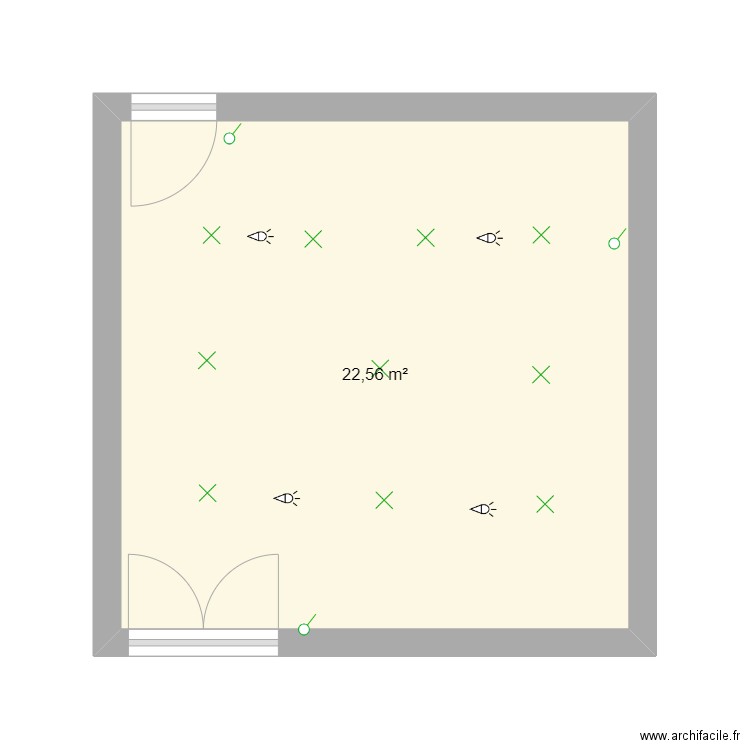 chantier. Plan de 1 pièce et 23 m2