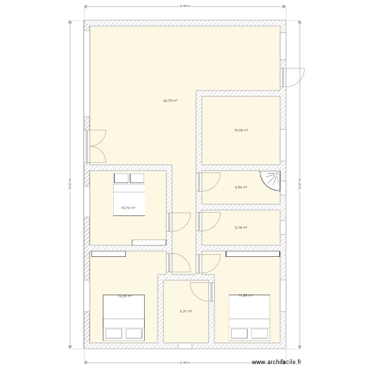 akebe. Plan de 8 pièces et 103 m2