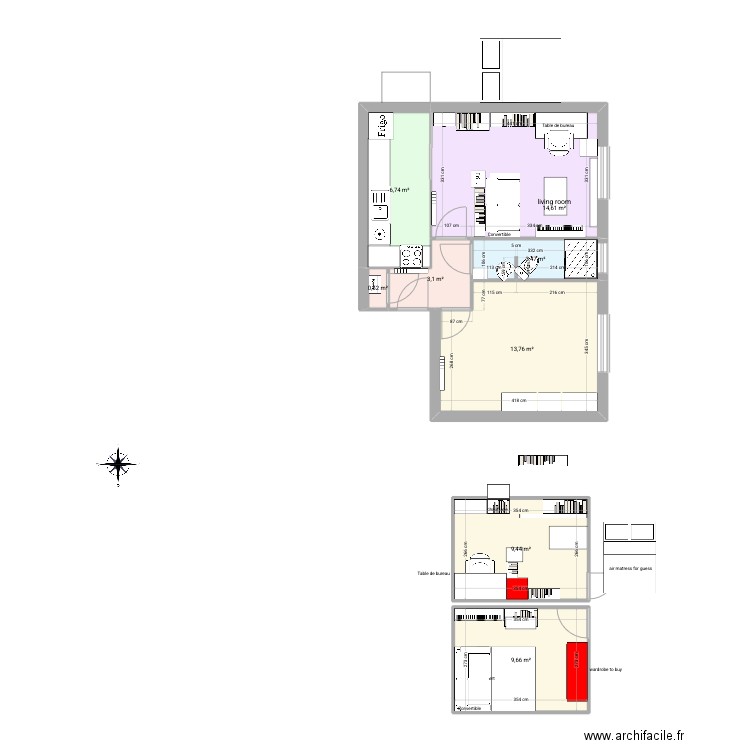 1appartEdinbourg. Plan de 8 pièces et 61 m2